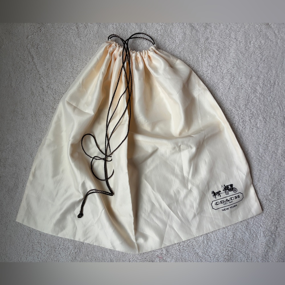 Coach Cream Drawstring Satin Dust Bag